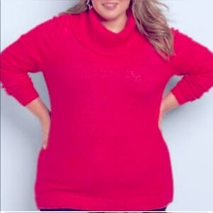 Lane Bryant Bright Pink Cowl Neck Tunic Sweater Size 14/16